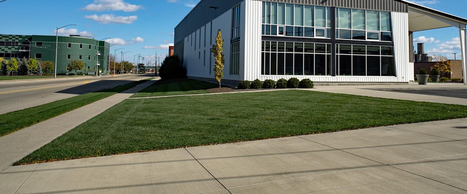 the exterior of a commercial office building