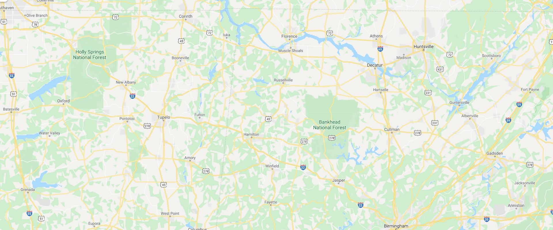 a map of northern alabama