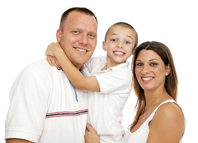 happy family of three